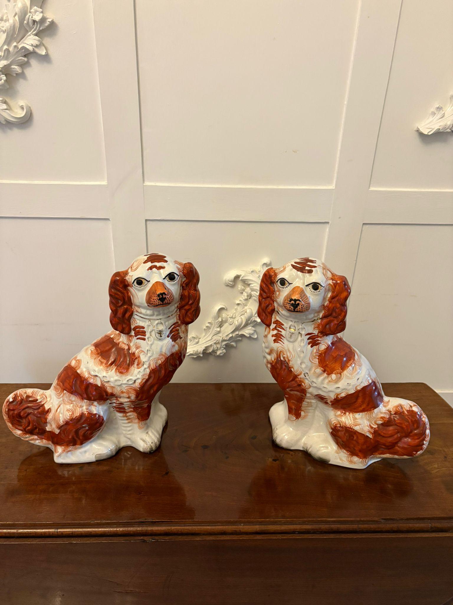19th Century Large Pair of Antique Victorian Quality Staffordshire Dogs For Sale