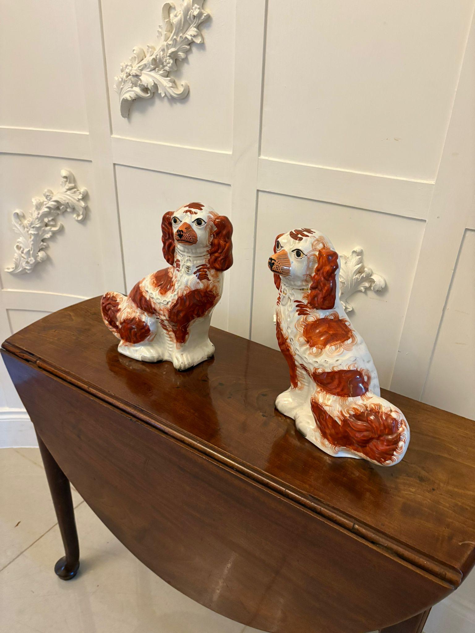 Large Pair of Antique Victorian Quality Staffordshire Dogs For Sale 1