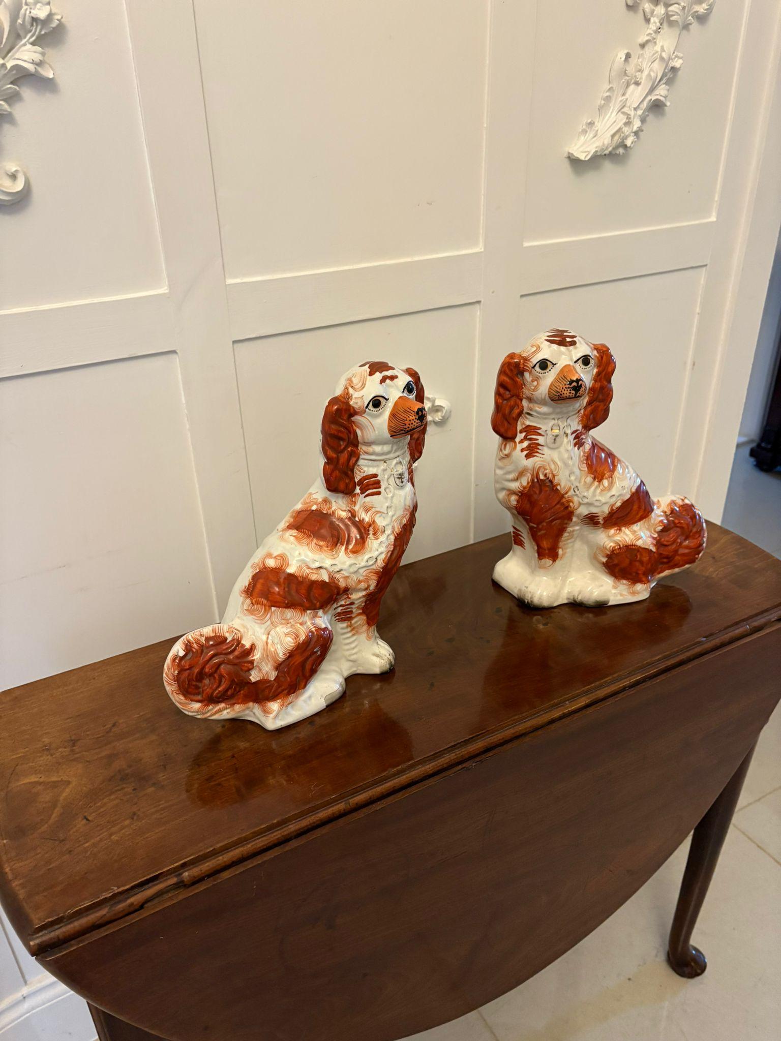 Large Pair of Antique Victorian Quality Staffordshire Dogs For Sale 2