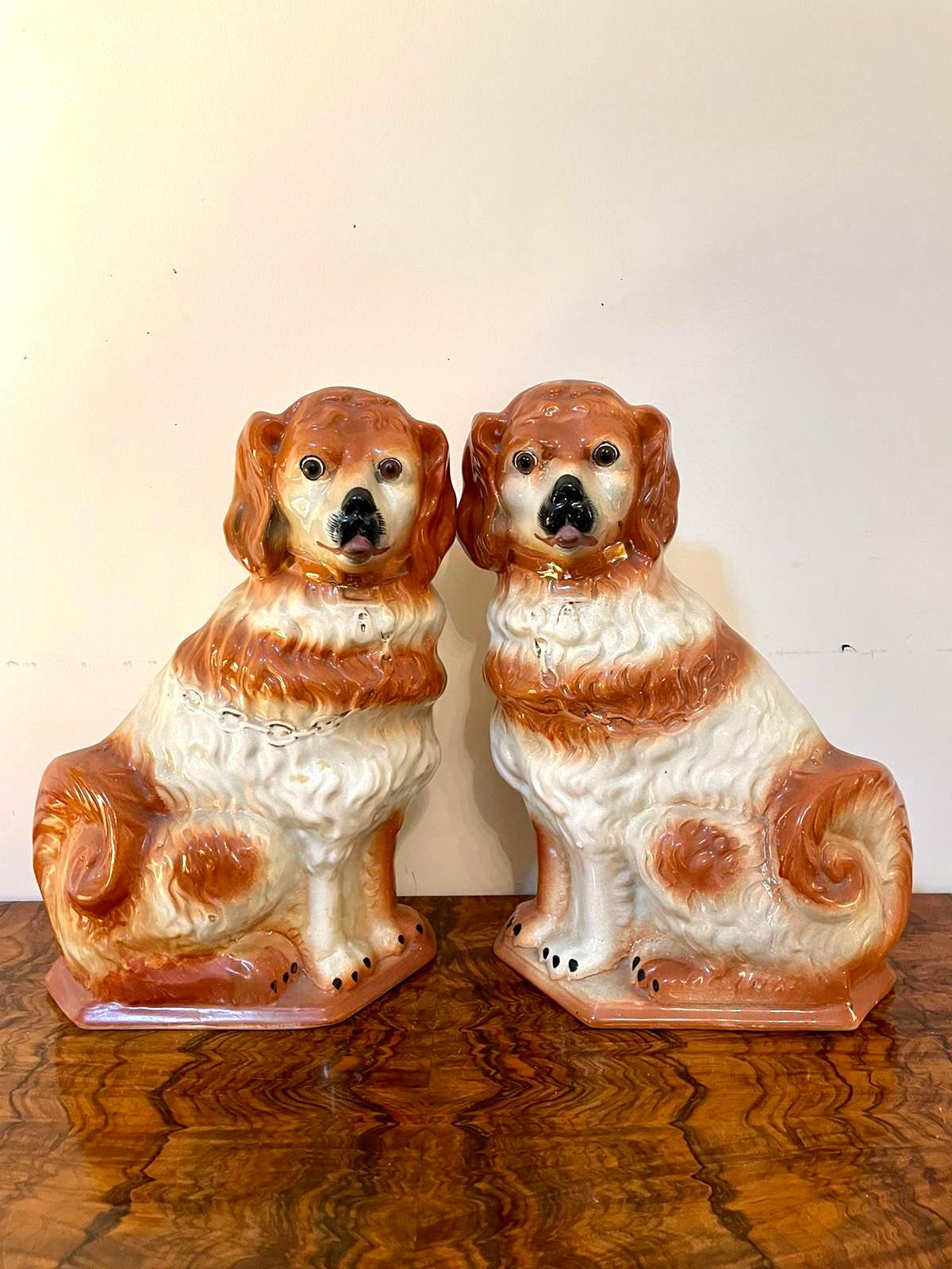 Ceramic Large Pair of Antique Victorian Staffordshire Dogs