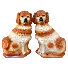 Large Pair of Antique Victorian Staffordshire Dogs
