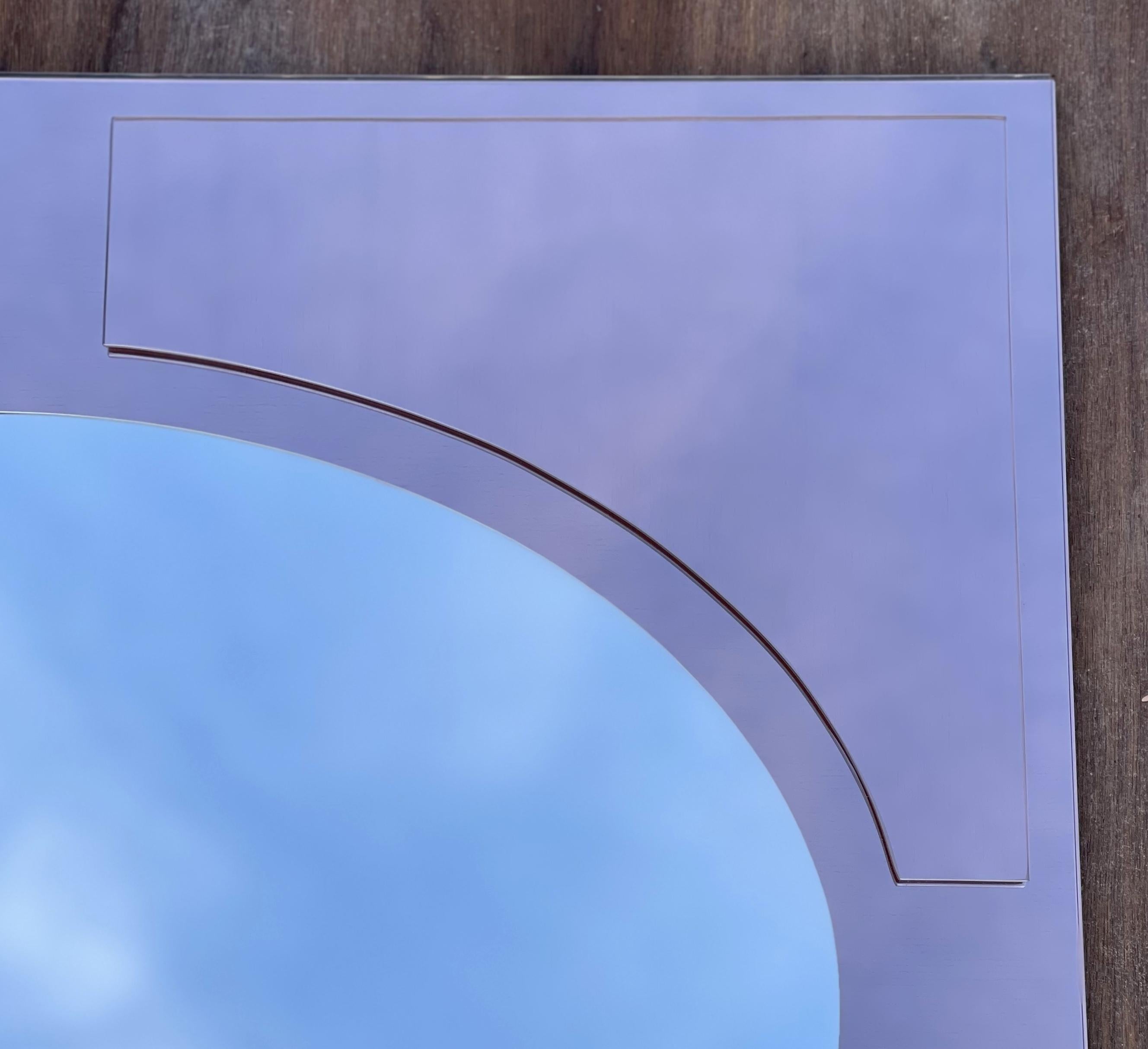 LARGE PAAR ART DECO AMBER PEACH BEVELLED WALL MiRRORS STUNNING GLASS PATINA (Handgefertigt) im Angebot