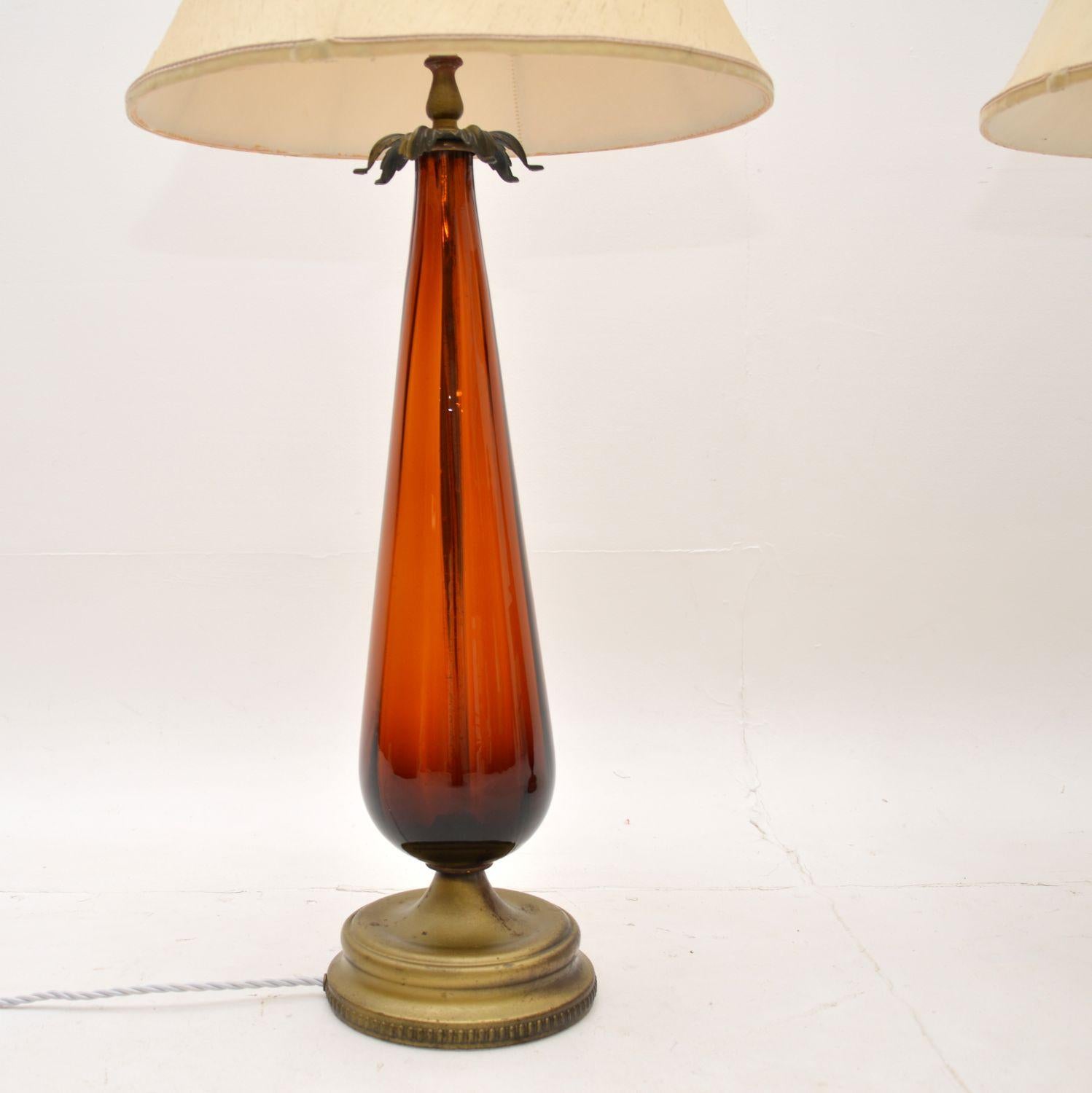 Large Pair of Art Deco Glass Table Lamps In Good Condition In London, GB