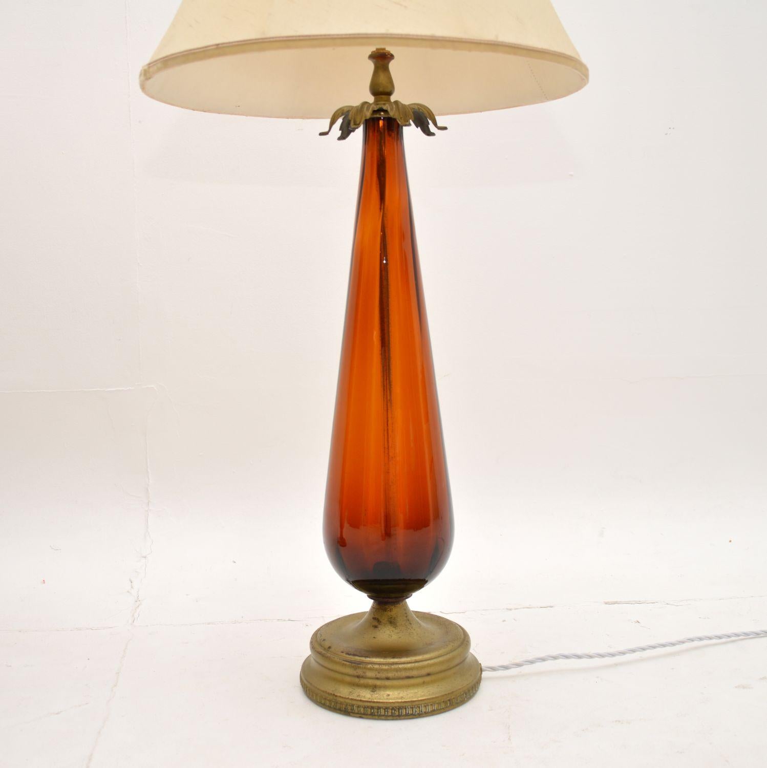 Early 20th Century Large Pair of Art Deco Glass Table Lamps