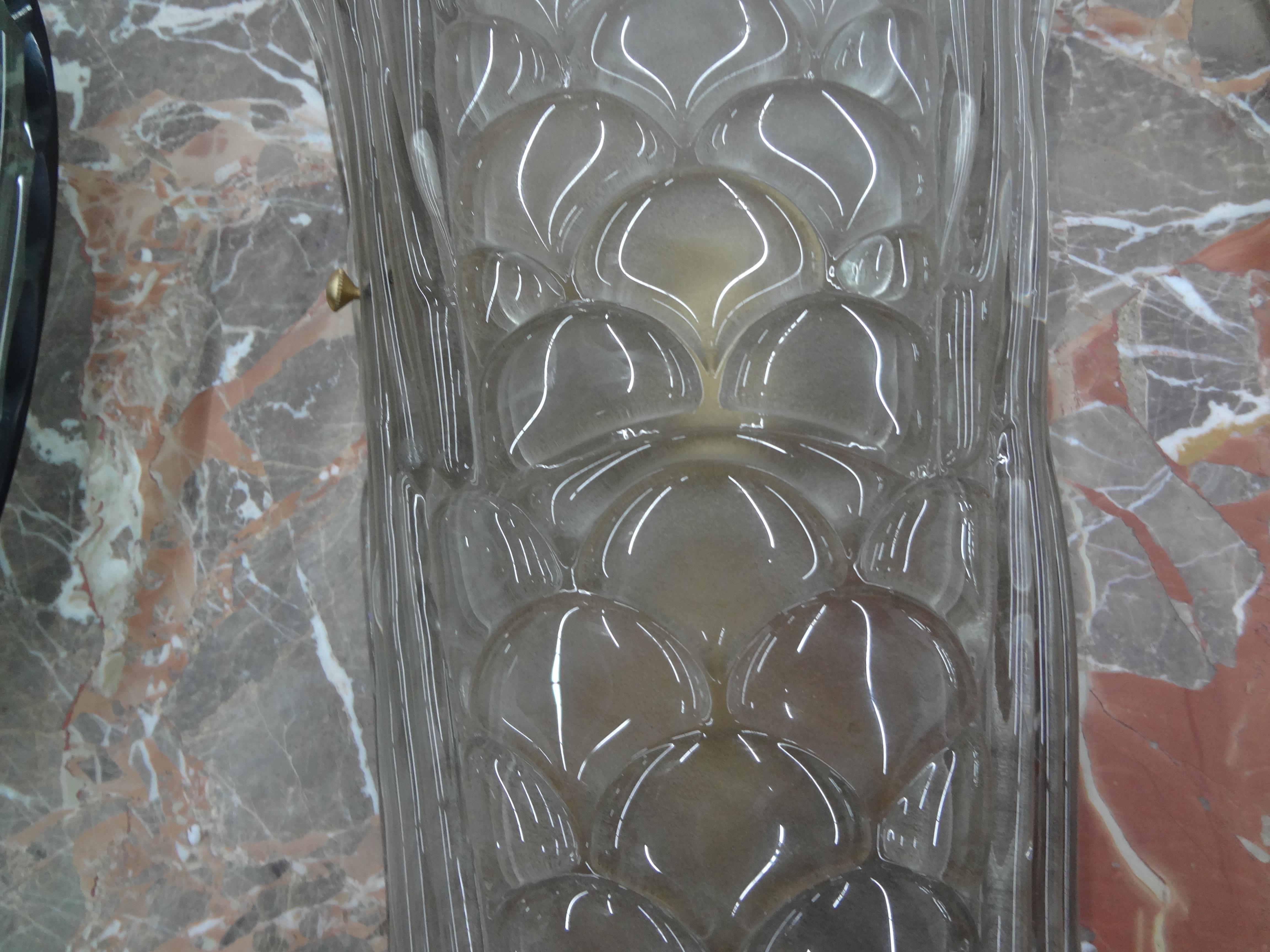 Large Pair Of Art Deco Style Murano Glass Sconces For Sale 4