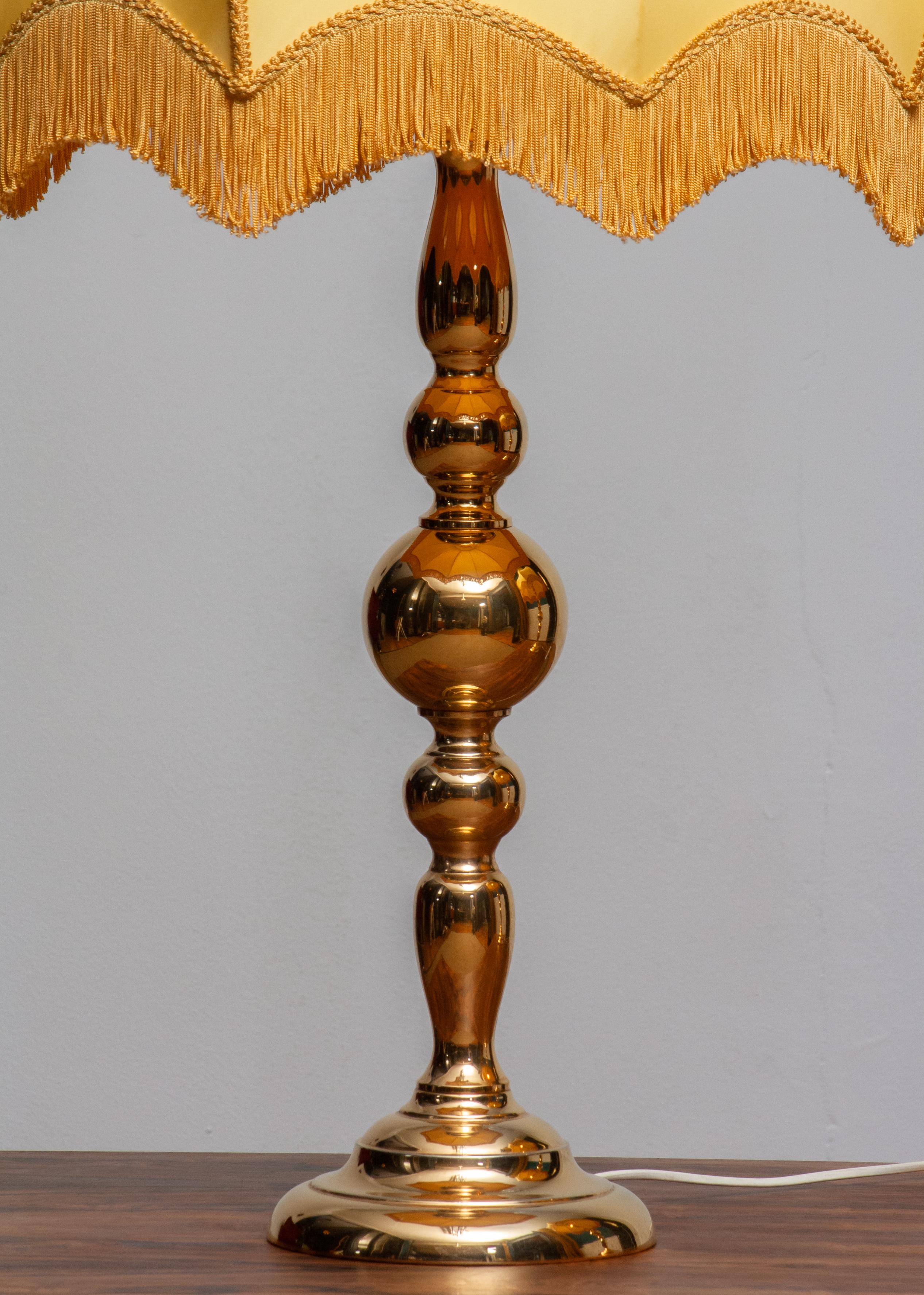 Mid-20th Century Large Pair of Art Nouveau or Hollywood Regency Brass Table Lamps Rejmyre, Sweden