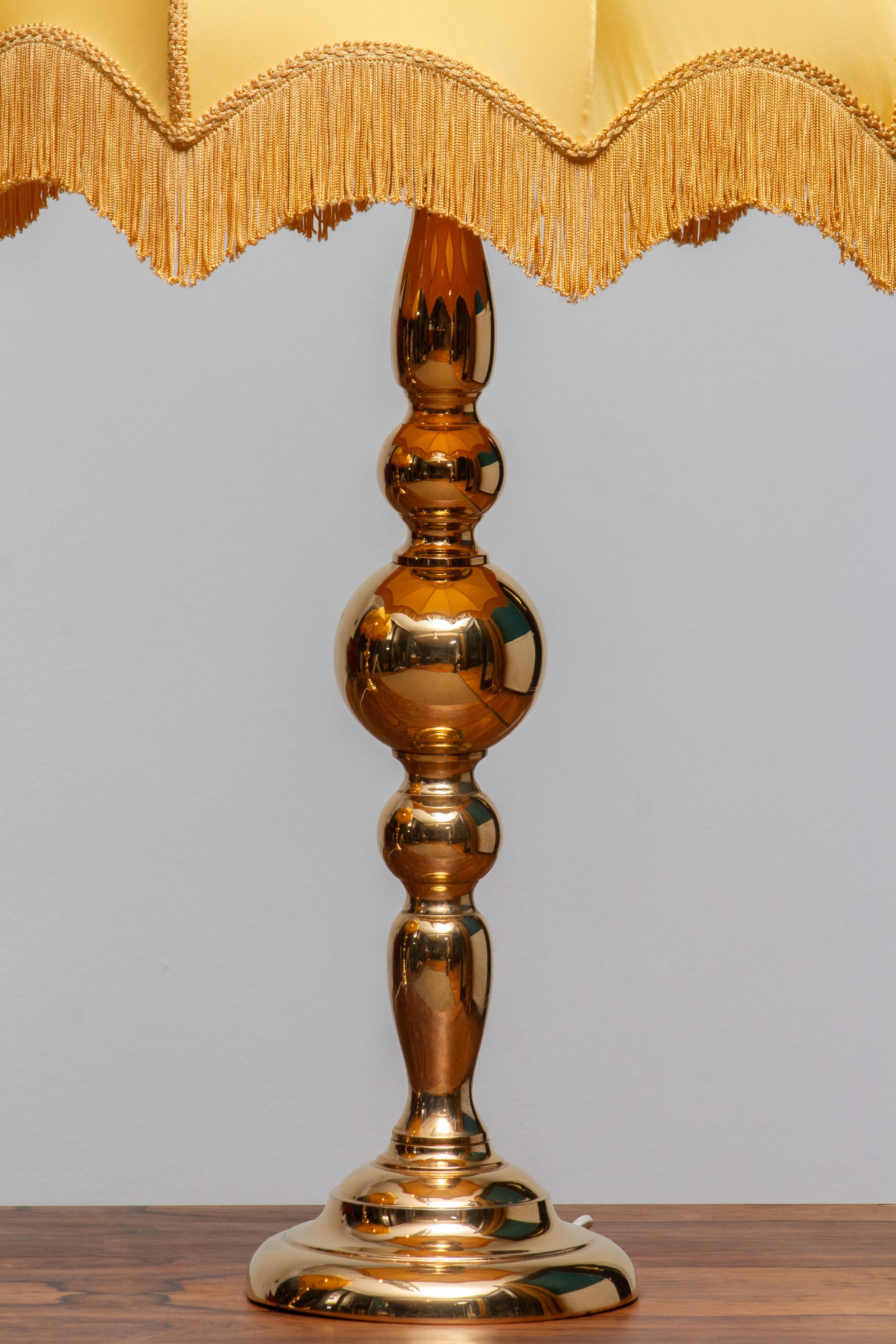 Swedish Large Pair of Art Nouveau or Hollywood Regency Brass Table Lamps Rejmyre, Sweden