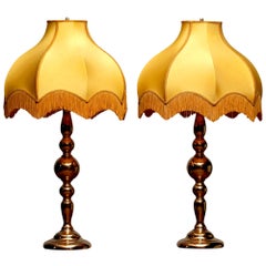 Großes Paar Jugendstil- oder Hollywood-Regency-Tischlampen aus Messing Rejmyre:: Schweden