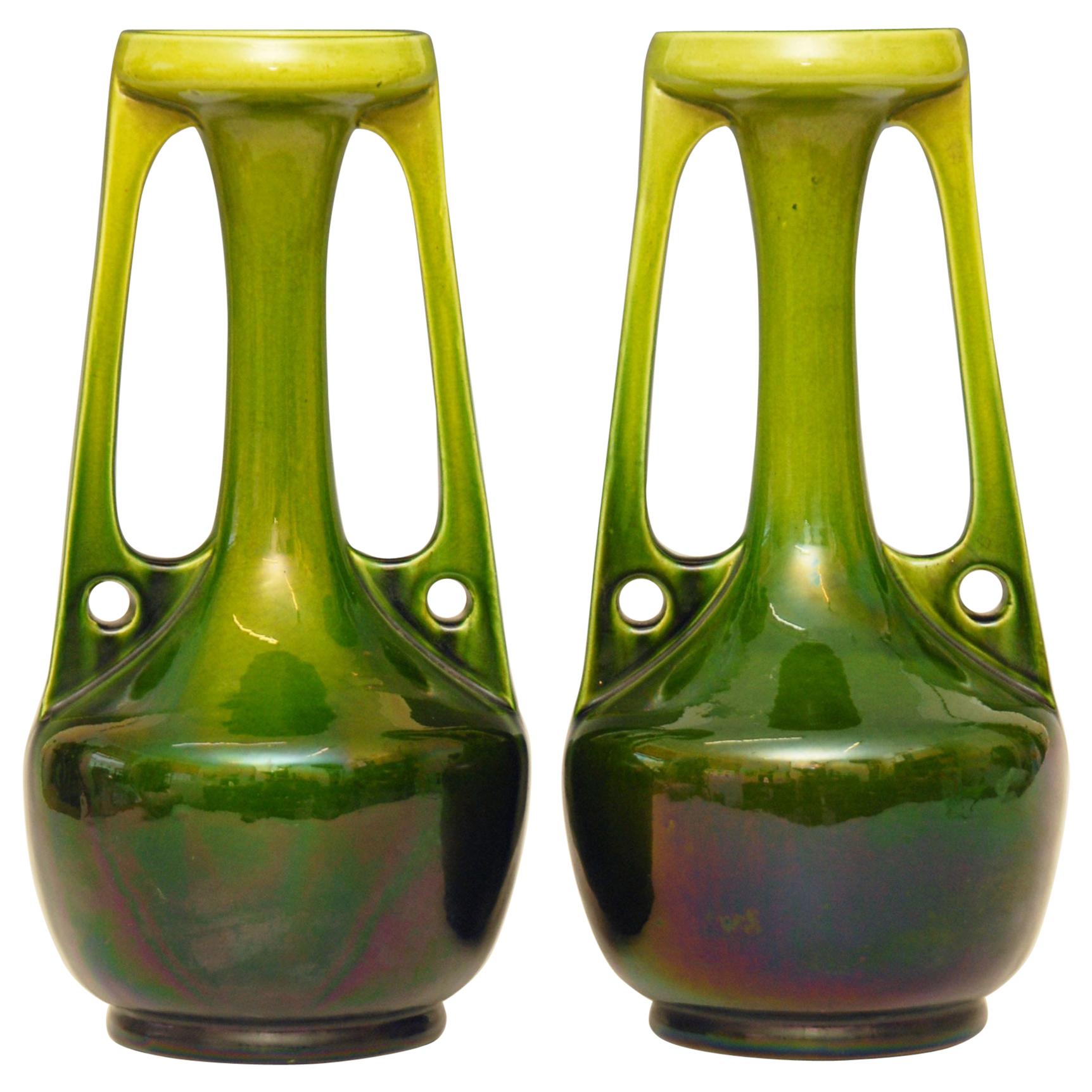 Large Pair of Art Nouveau Vases by Bretby of England, circa 1910 For Sale