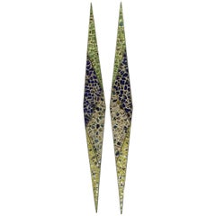 Large Pair of Artistic Brass Wall Hanging Sconces By Joseph Malekan
