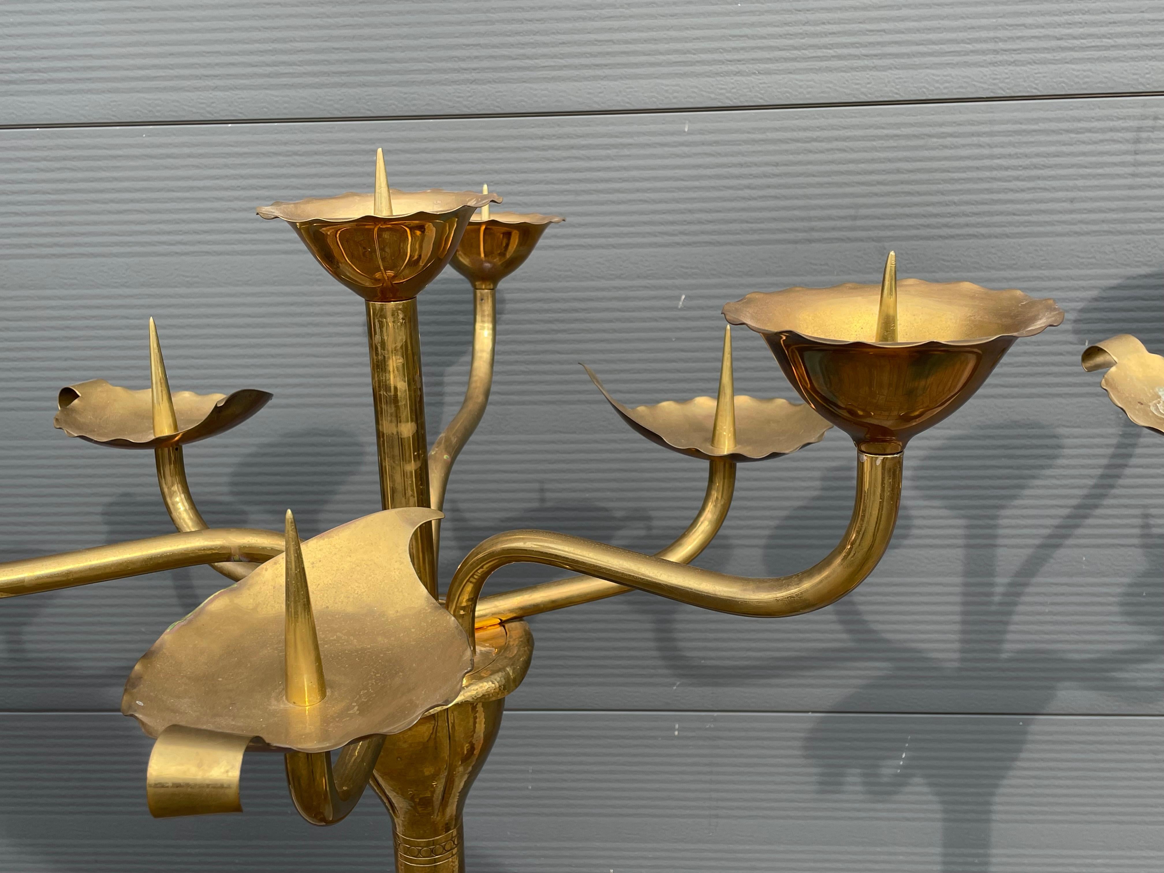 Largest Pair of Arts and Crafts Floor Candle Holders / Alpha & Omega Candelabras For Sale 10