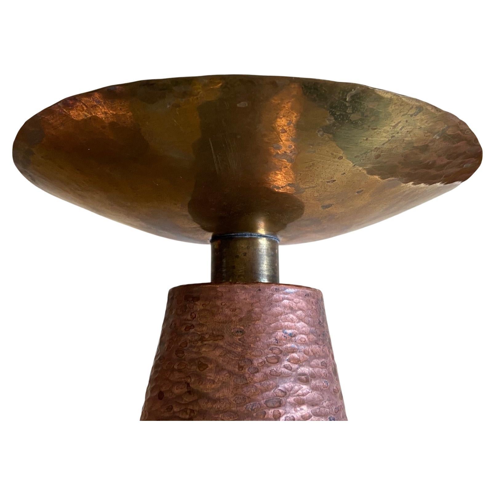 Large and impressive arts and crafts mid century copper and brass candle holders, candlesticks. most probably 1970's
