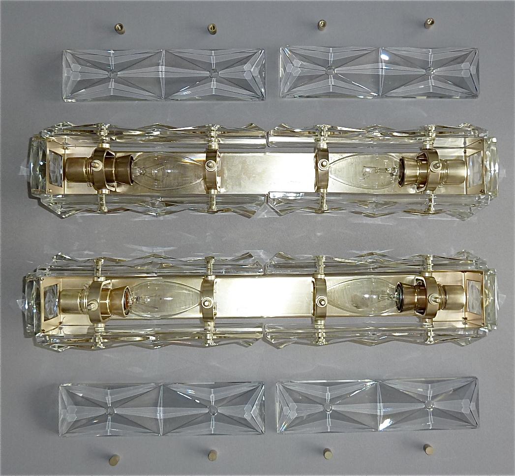 Large Wall Lights Sconces Bakalowits or Kinkeldey Faceted Crystal Glass Metal For Sale 4