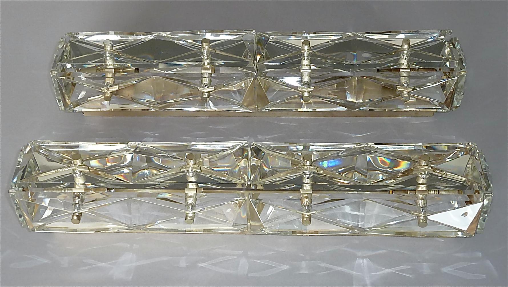 Large Wall Lights Sconces Bakalowits or Kinkeldey Faceted Crystal Glass Metal For Sale 5