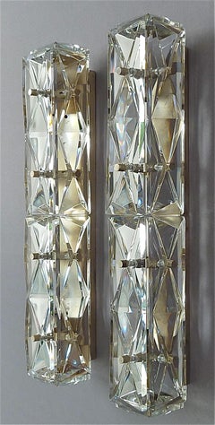 Large Wall Lights Sconces Bakalowits or Kinkeldey Faceted Crystal Glass Metal