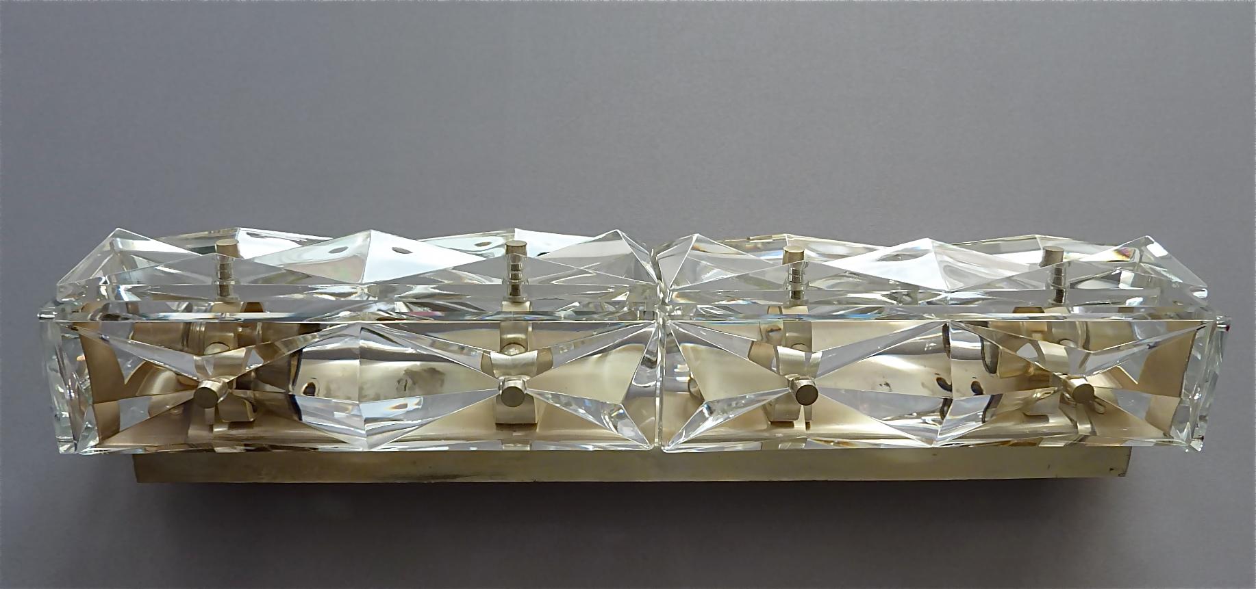 Late 20th Century Large Wall Lights Sconces Bakalowits or Kinkeldey Faceted Crystal Glass Metal For Sale