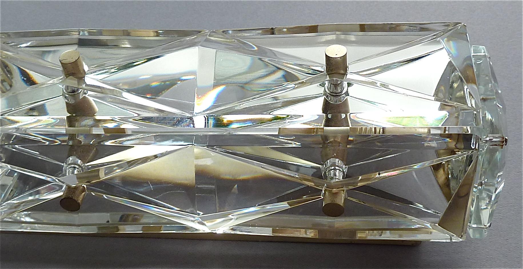 Large Wall Lights Sconces Bakalowits or Kinkeldey Faceted Crystal Glass Metal For Sale 1