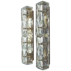 Large Wall Lights Sconces Bakalowits or Kinkeldey Faceted Crystal Glass Metal