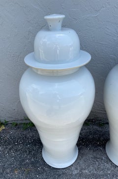 Grande paire de pots à gingembre chinois Blanc de Chien