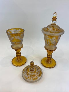 Large Pair of Bohemian Crystal Tumblers, 19th Century.