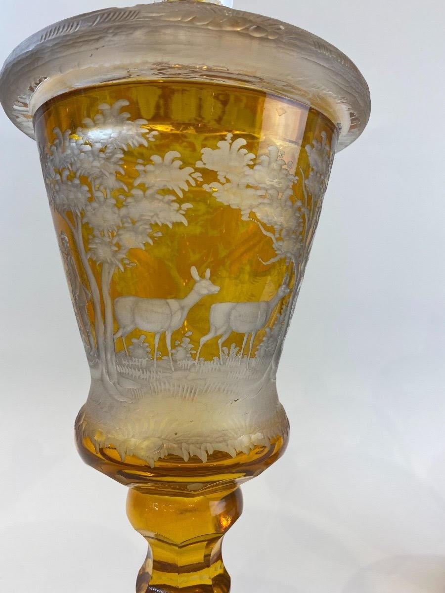 Grande paire de gobelets de Bohème en cristal, 19ème siècle. en vente 1