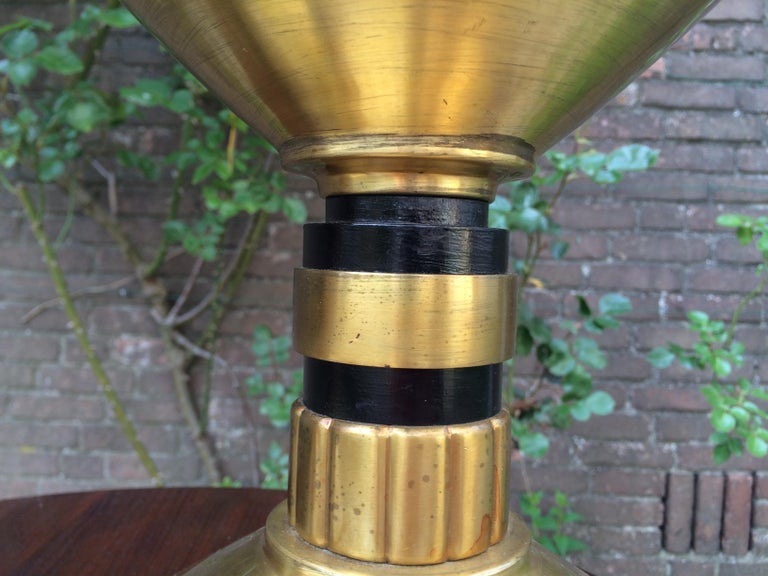 Large Pair of Brass and Blackened Wood Church Altar Candlesticks Candle