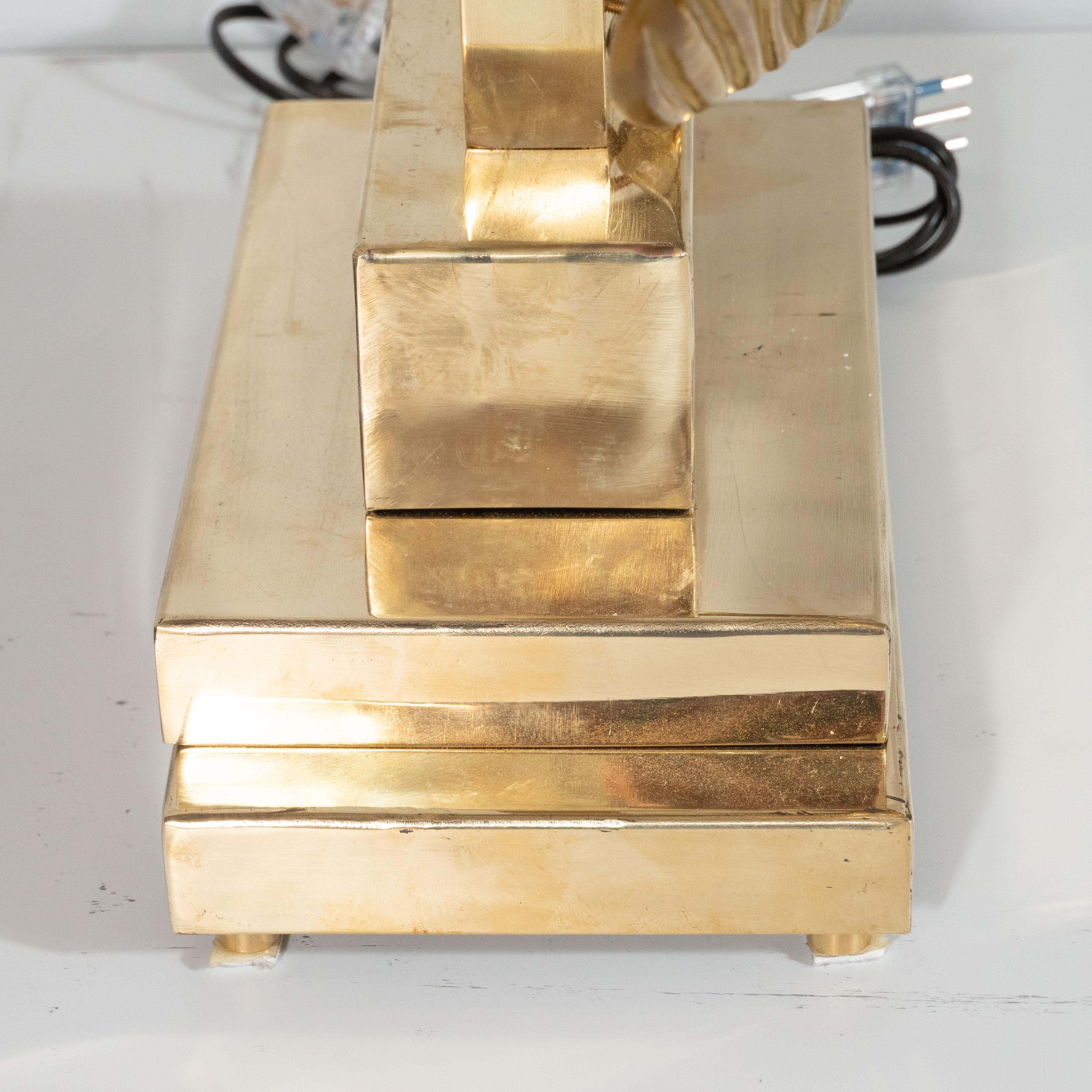 Großes Paar Ginko-Blattlampen aus Messing und goldenem Metallic-Muranoglas, Italien 8