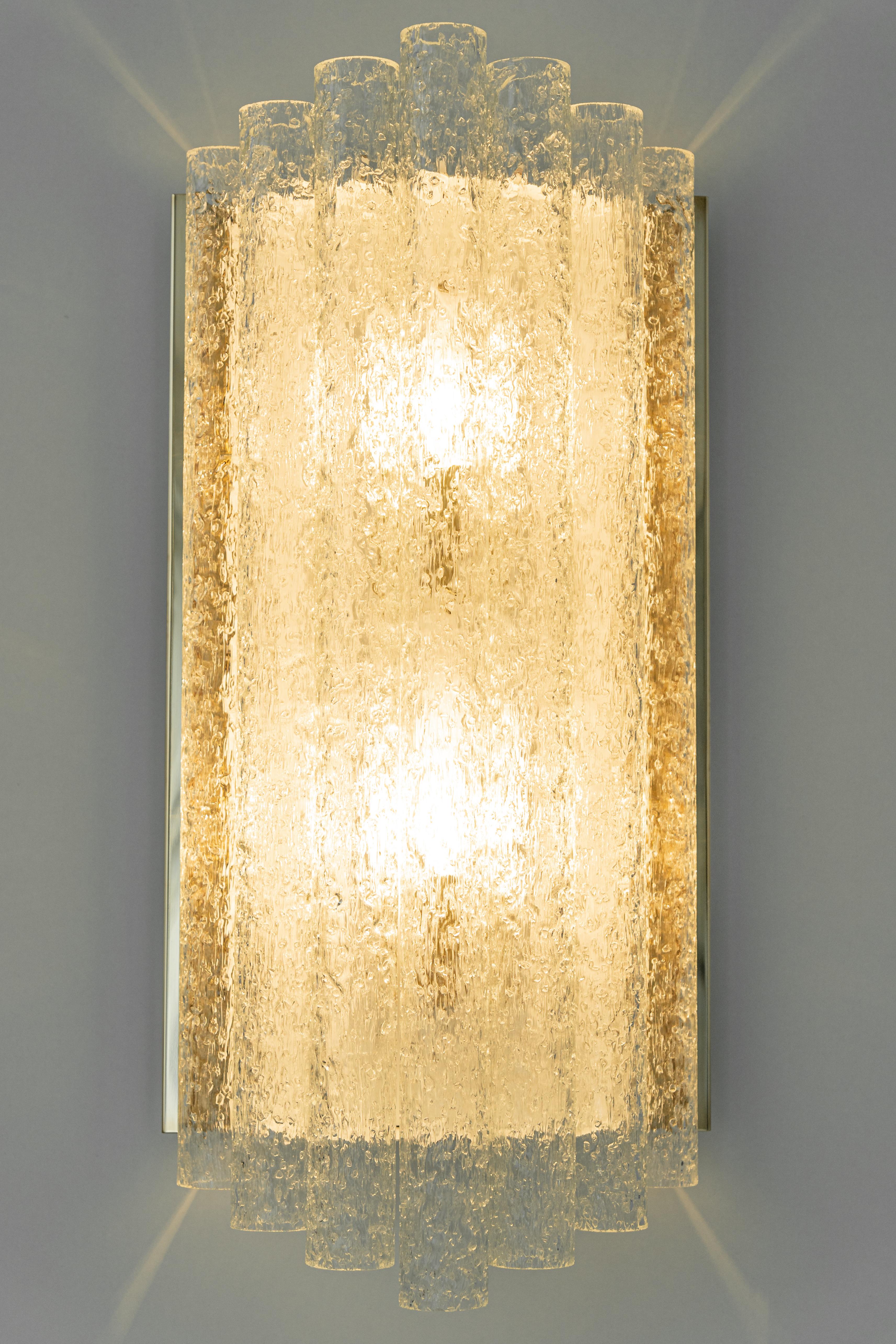 Mid-20th Century Large Pair of Brass and murano Glass Wall Sconces by Doria, Germany, 1960s