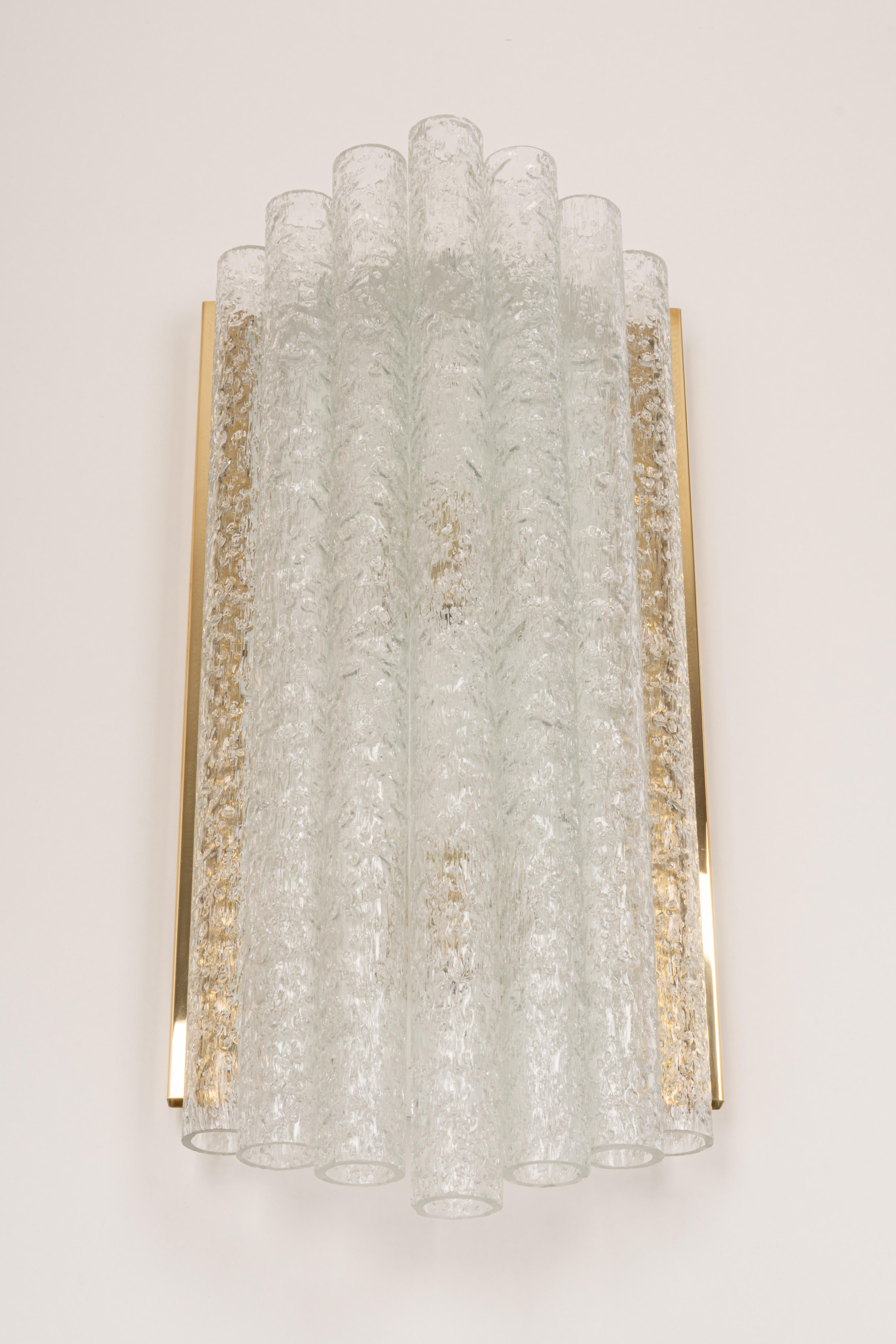 Large Pair of Brass and murano Glass Wall Sconces by Doria, Germany, 1960s 3