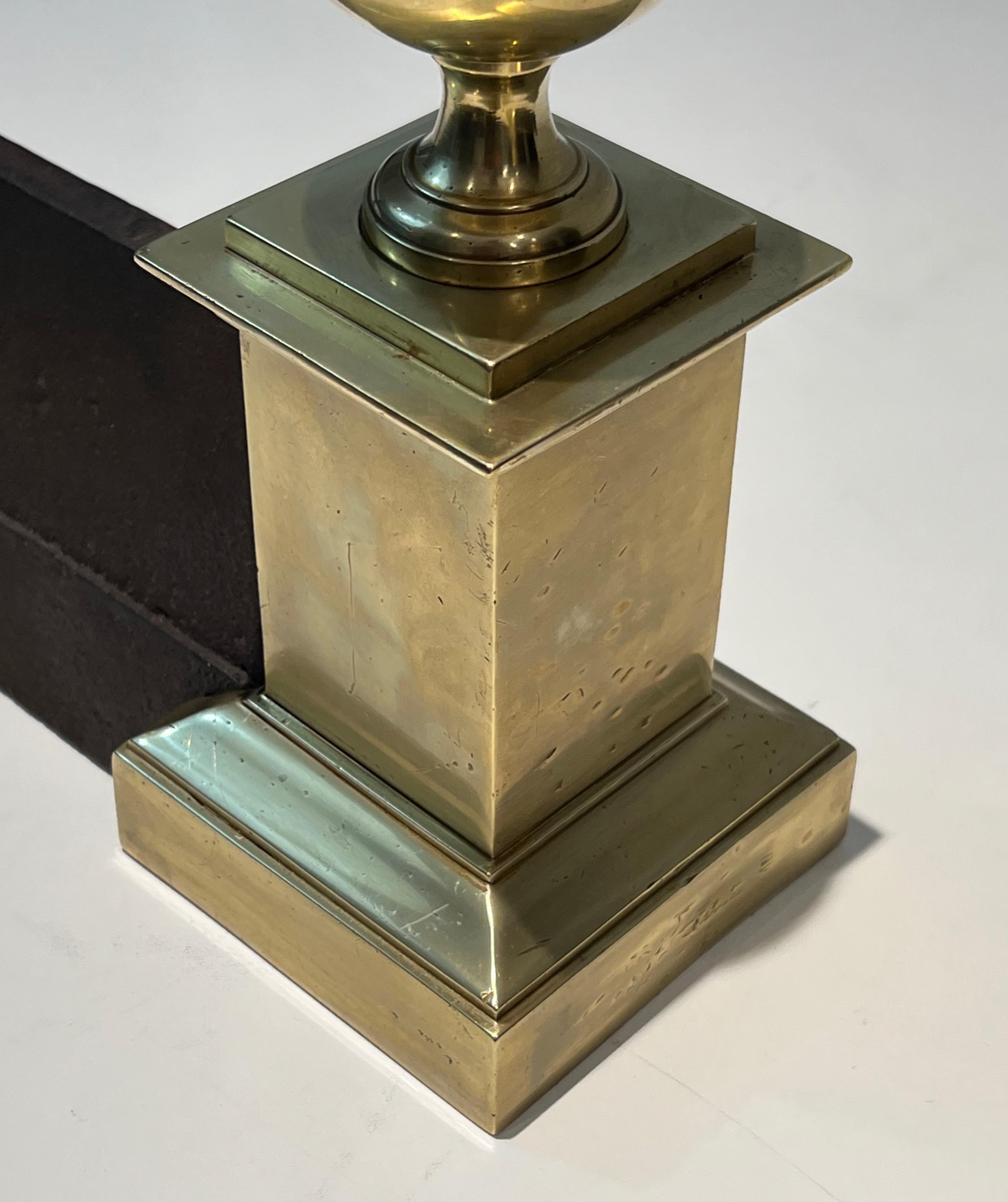 Large Pair of Brass Andirons For Sale 9