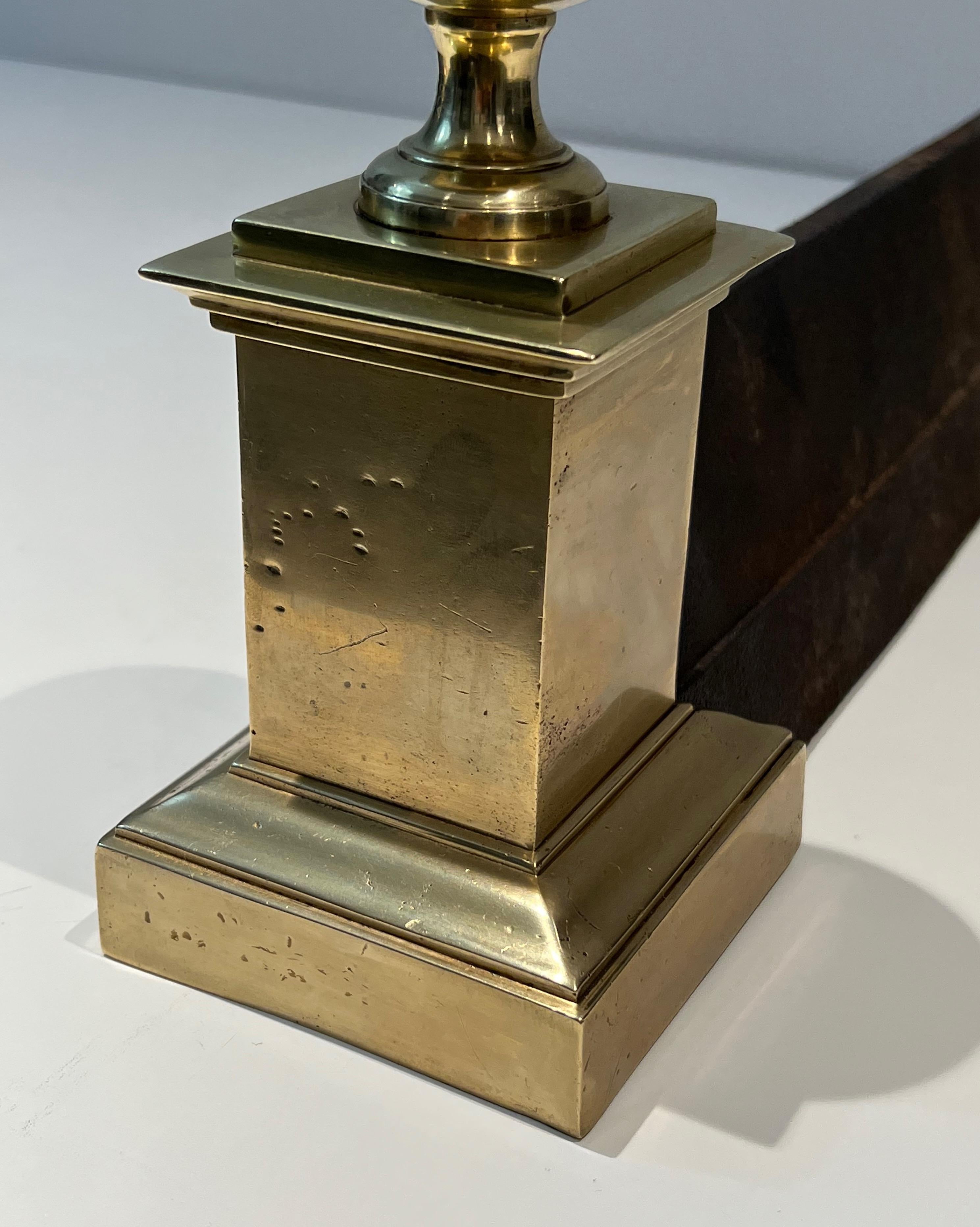 Large Pair of Brass Andirons For Sale 1