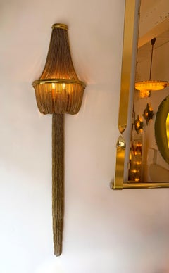 Large Pair of Brass Bracelet Chain Sconces