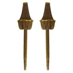 Large Pair of Brass Bracelet Chain Sconces