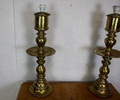 Large Pair of Brass Lamps