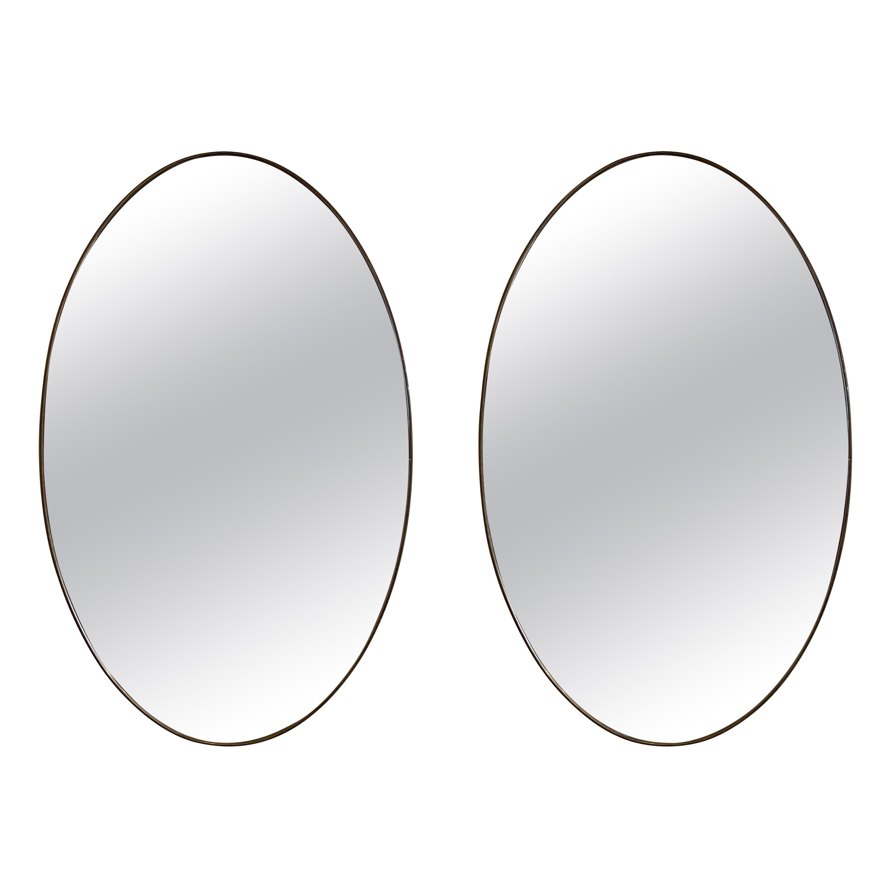 Large Pair of Brass Oval Mirror