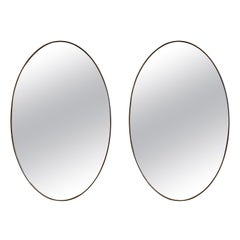 Large Pair of Brass Oval Mirror