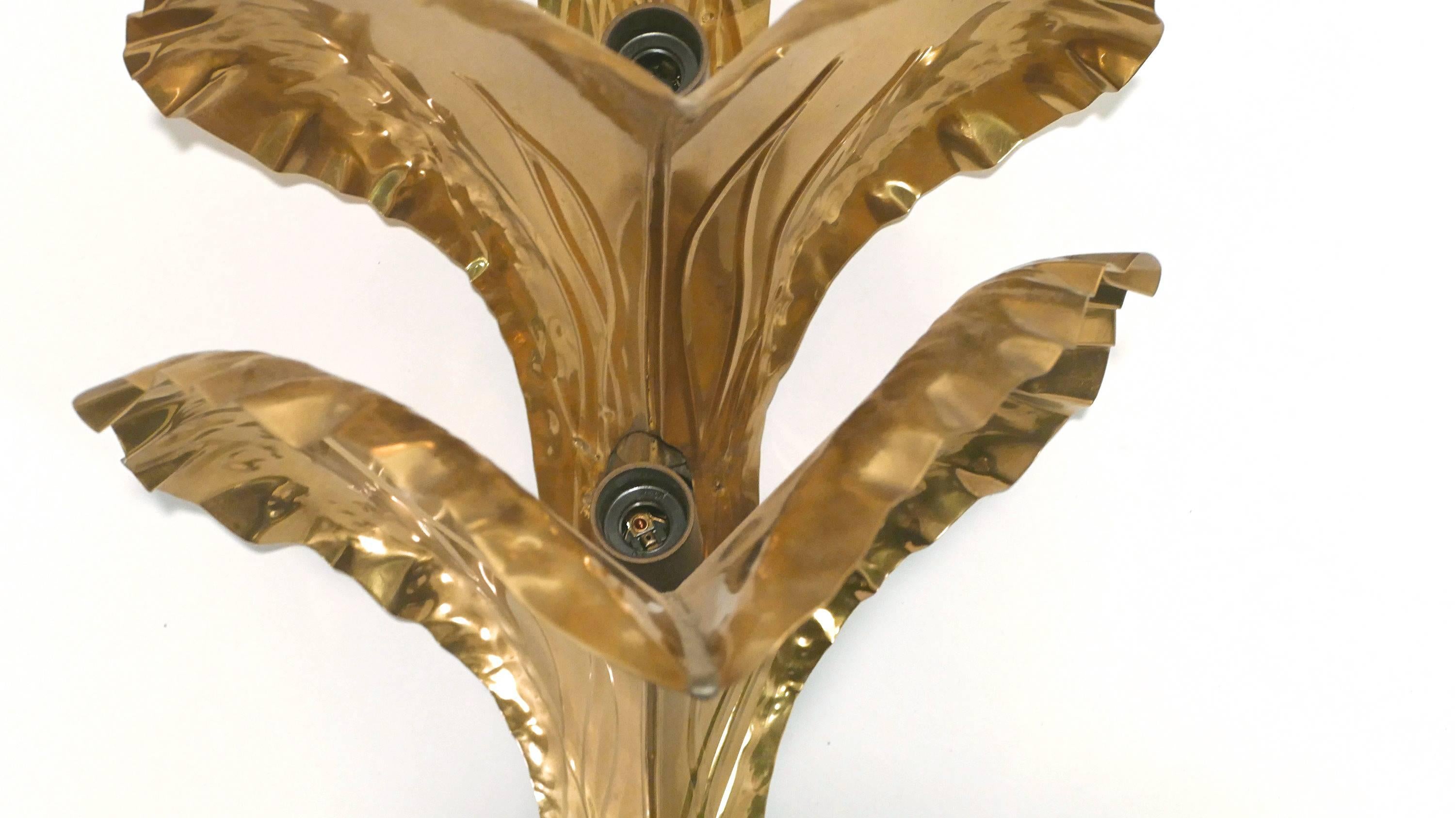 Large Pair of Brass Sconces by Maison Romeo, 1970s 1