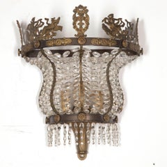 Large Pair of Bronze and Cut Glass Wall Lights