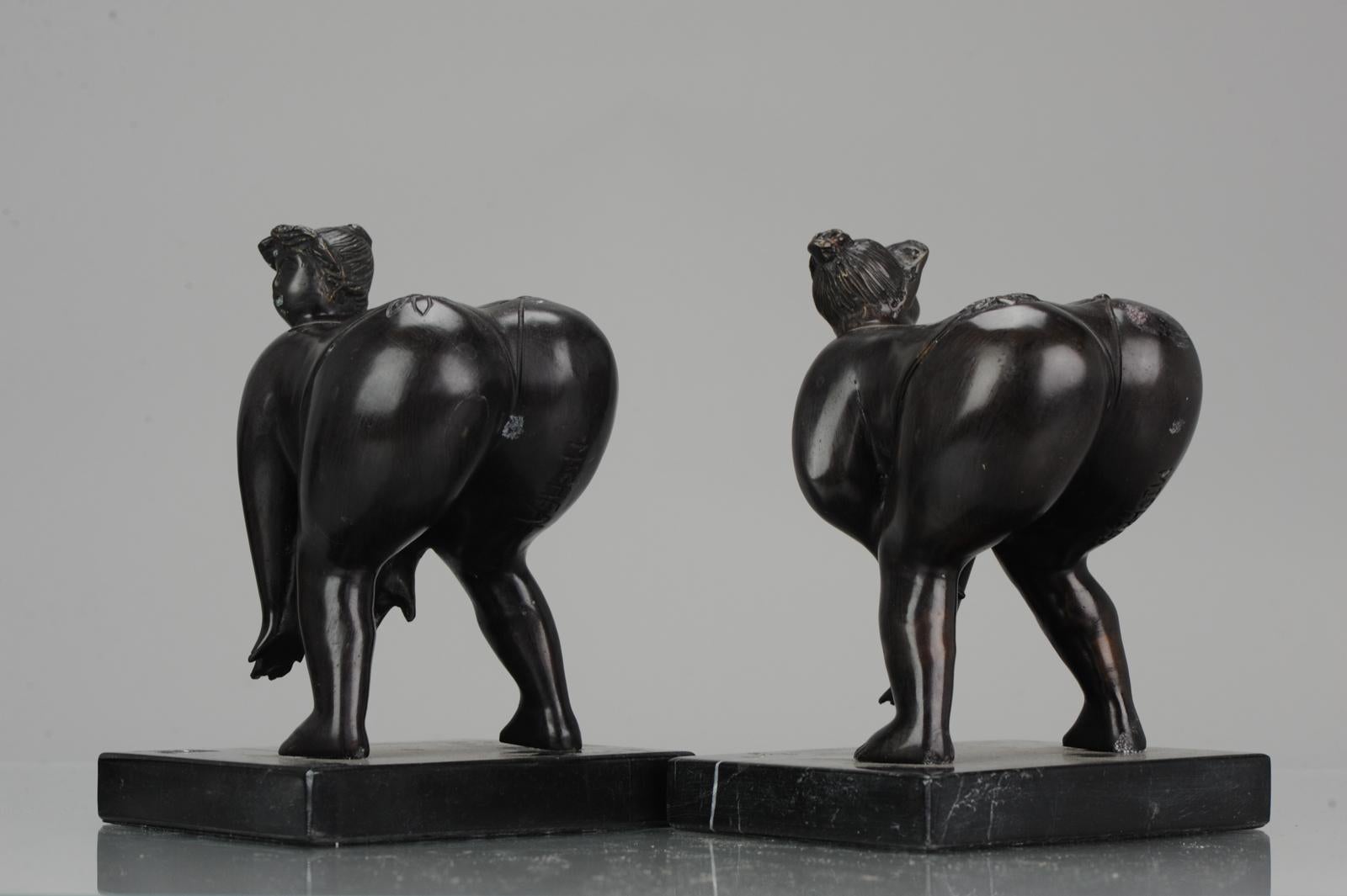 Large Pair of Bronze Bookstand Ladies Signed on the base Michael For Sale 4
