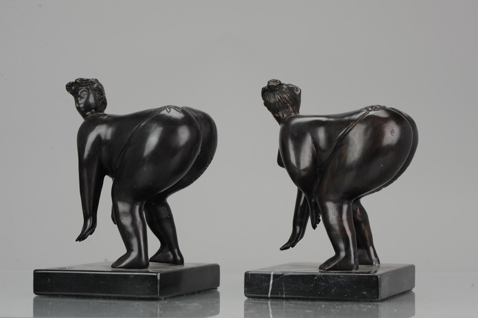 Large Pair of Bronze Bookstand Ladies Signed on the base Michael For Sale 5