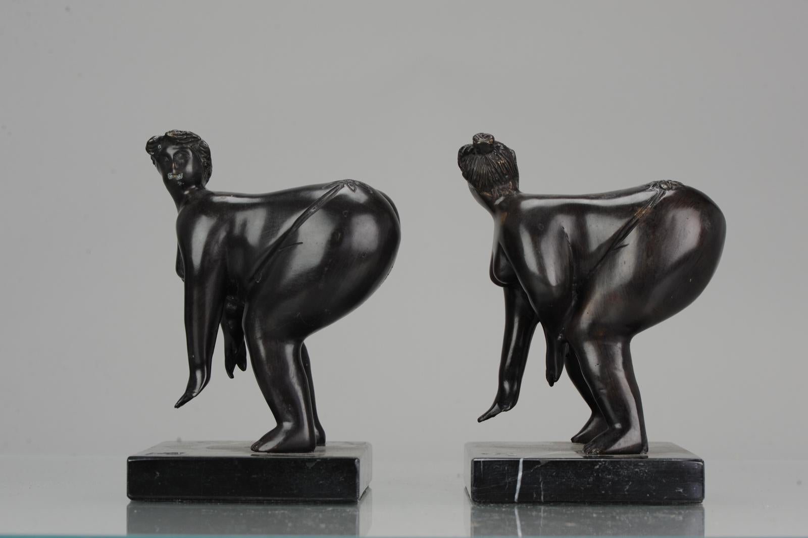 Large Pair of Bronze Bookstand Ladies Signed on the base Michael For Sale 6