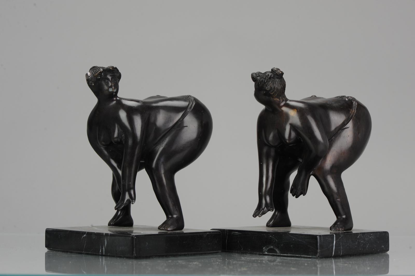 Large Pair of Bronze Bookstand Ladies Signed on the base Michael For Sale 7