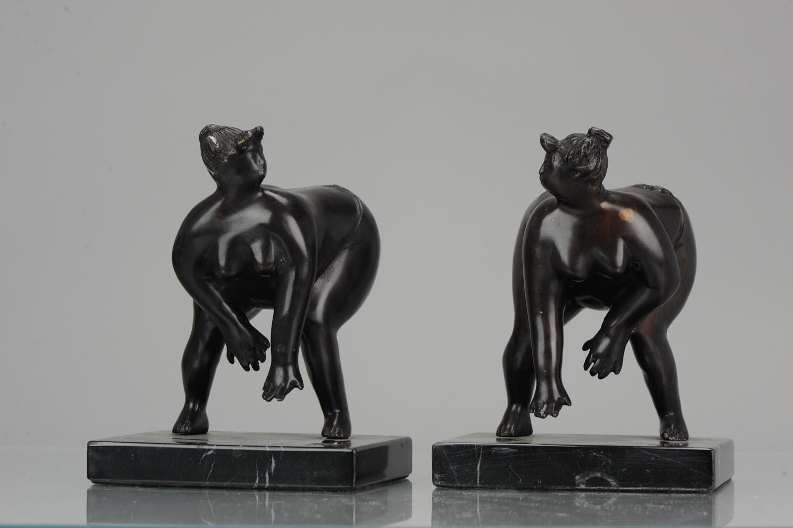 Large Pair of Bronze Bookstand Ladies Signed on the base Michael For Sale 8
