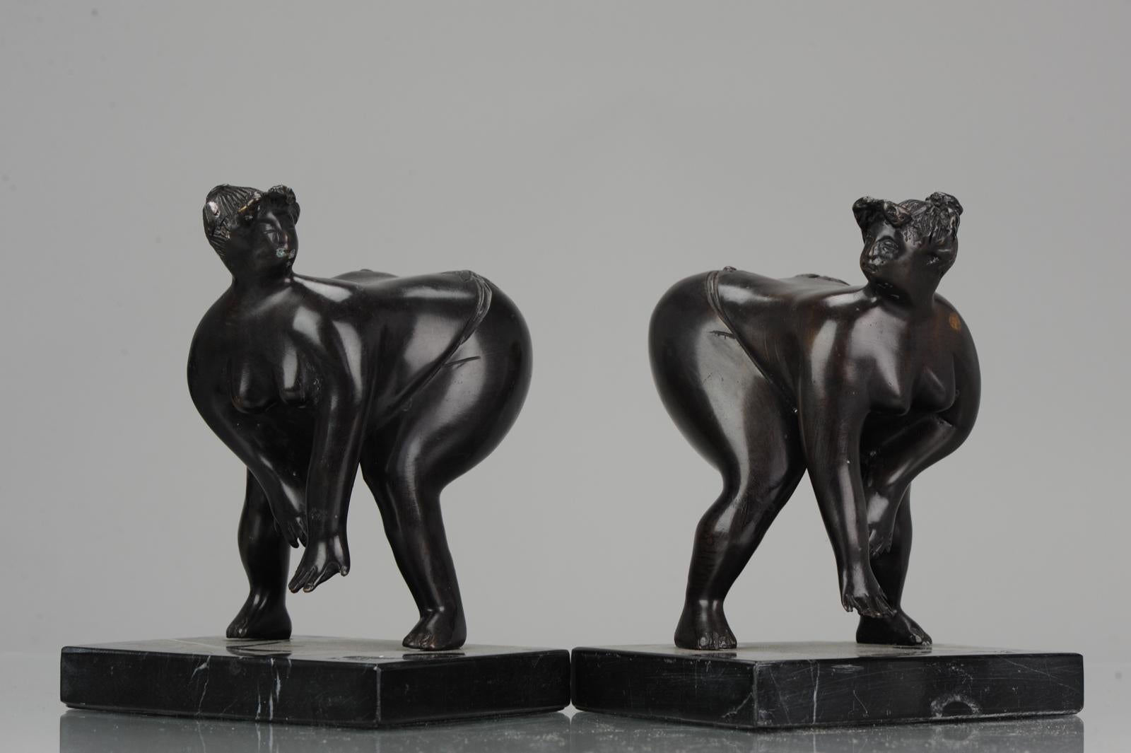 Large Pair of Bronze Bookstand Ladies Signed on the base Michael For Sale 11