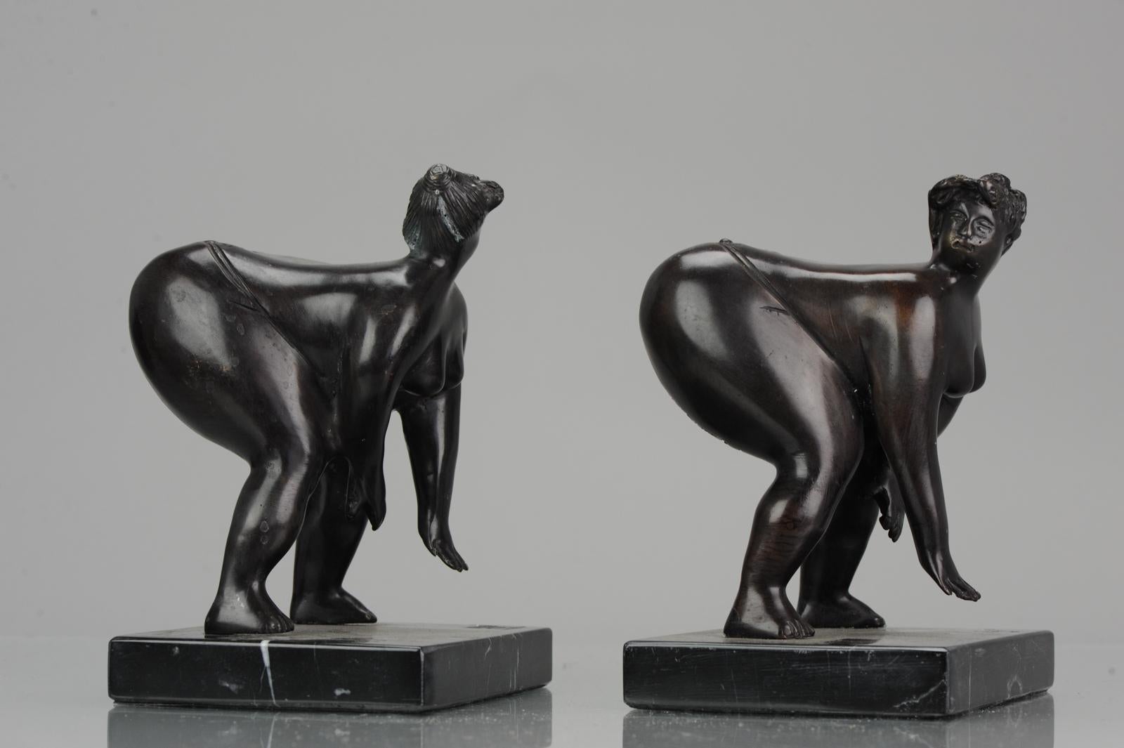 19th Century Large Pair of Bronze Bookstand Ladies Signed on the base Michael For Sale