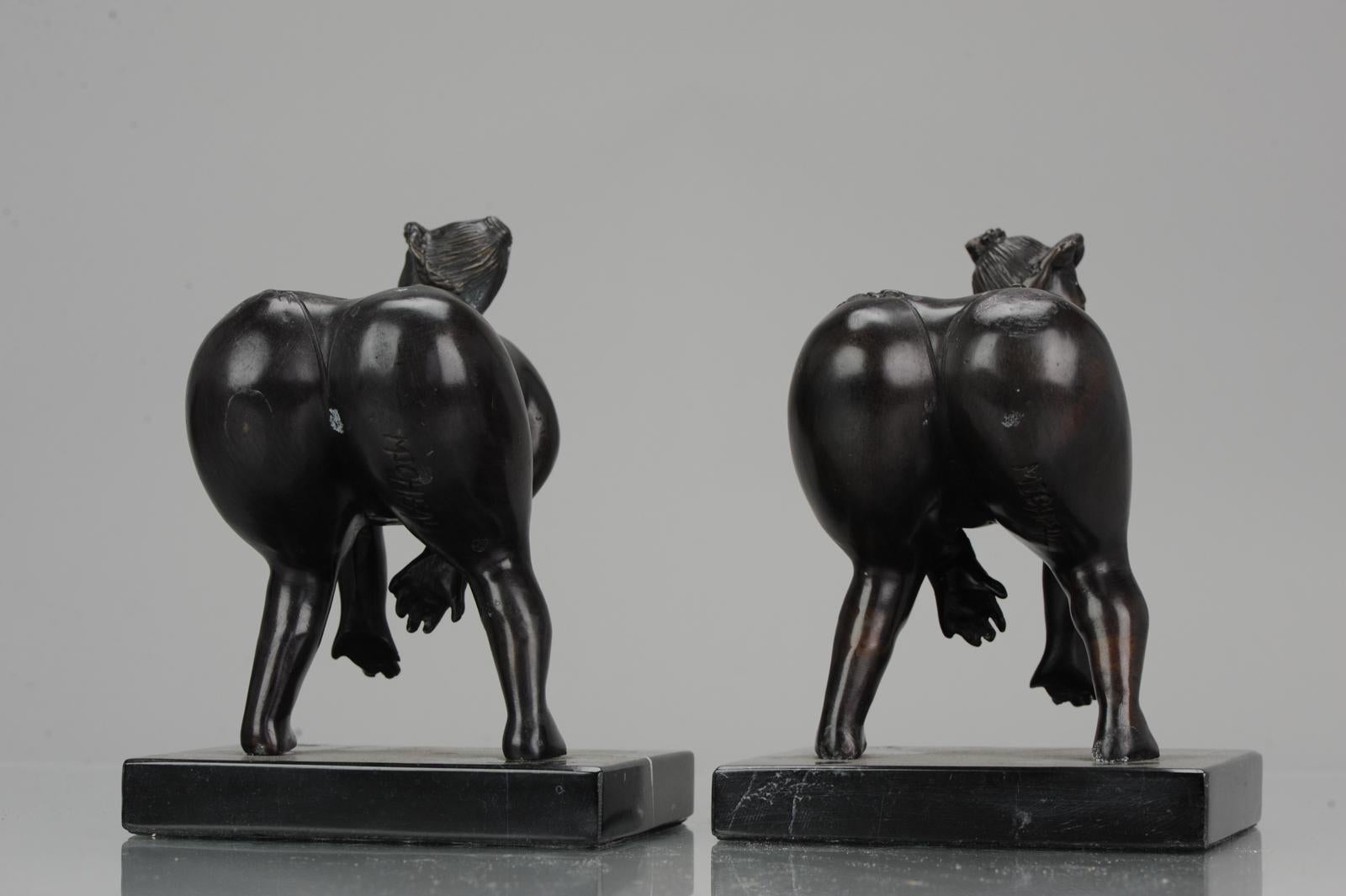Large Pair of Bronze Bookstand Ladies Signed on the base Michael For Sale 2