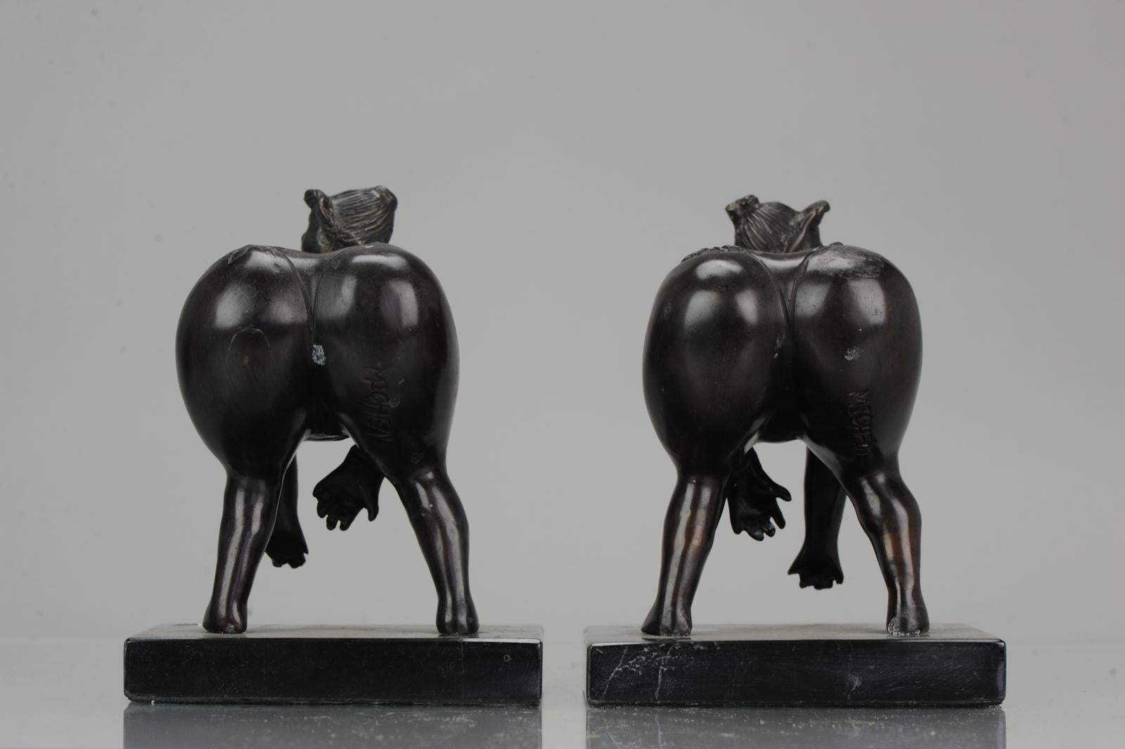 Large Pair of Bronze Bookstand Ladies Signed on the base Michael For Sale 3