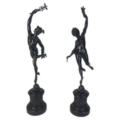 Large Pair of Bronze Figures of Murcury and Fortuna