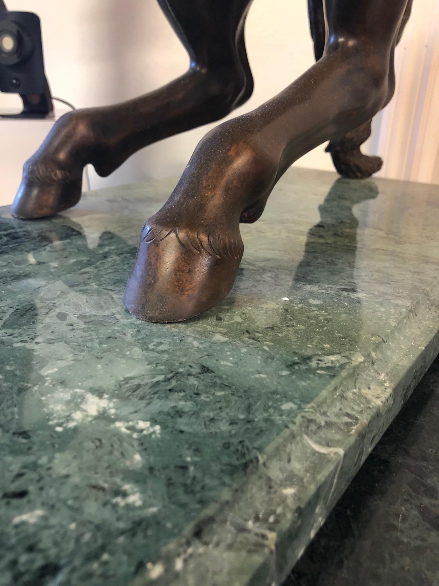 Large Pair of Bronze Horses on Marble Bases 1