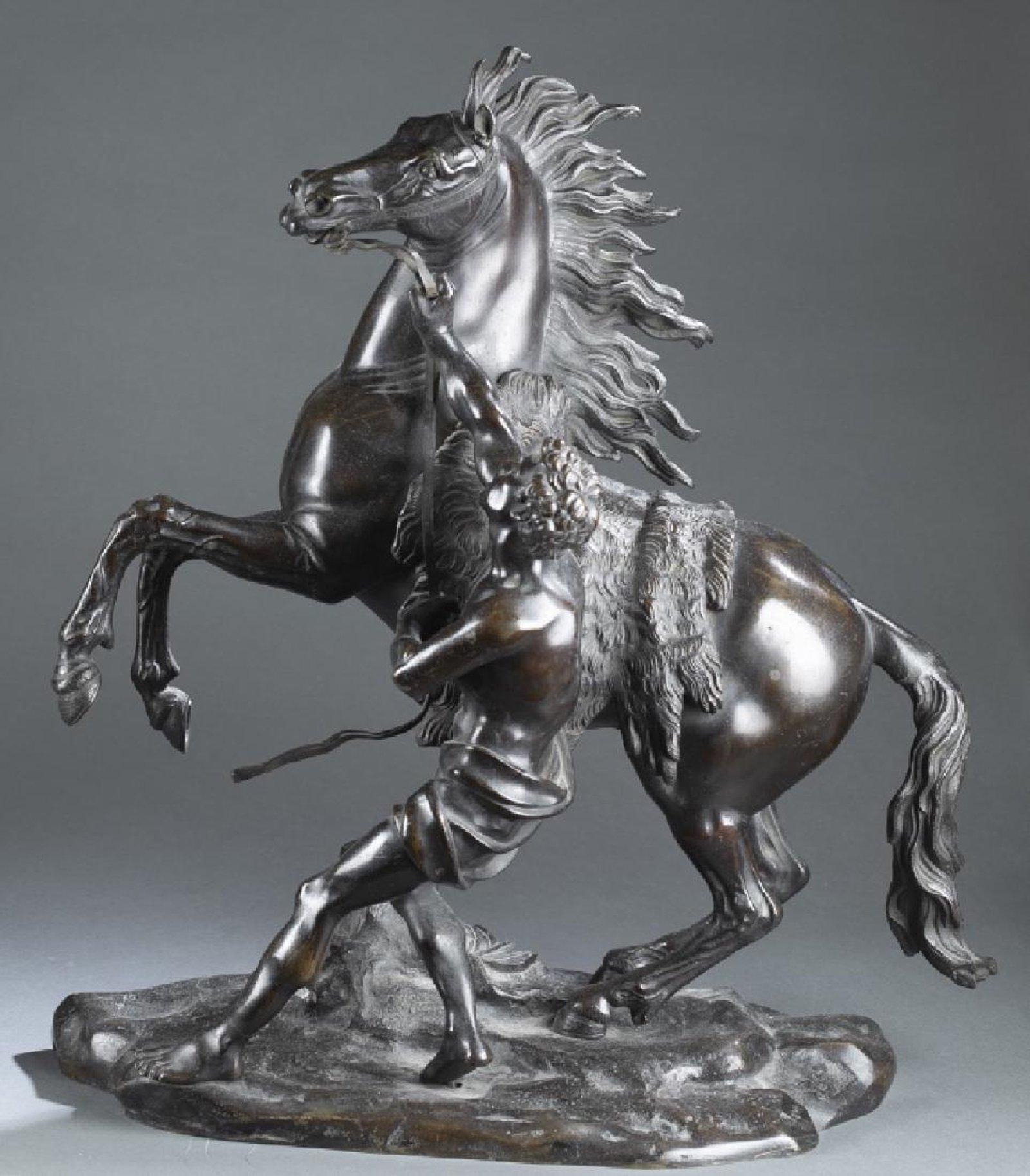 Louis XV  Large Pair of Bronze Marly Horses For Sale